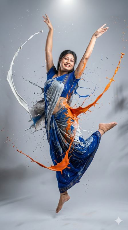 Dynamic AI Dance Portrait with Colorful Liquid Paint Motion Effect