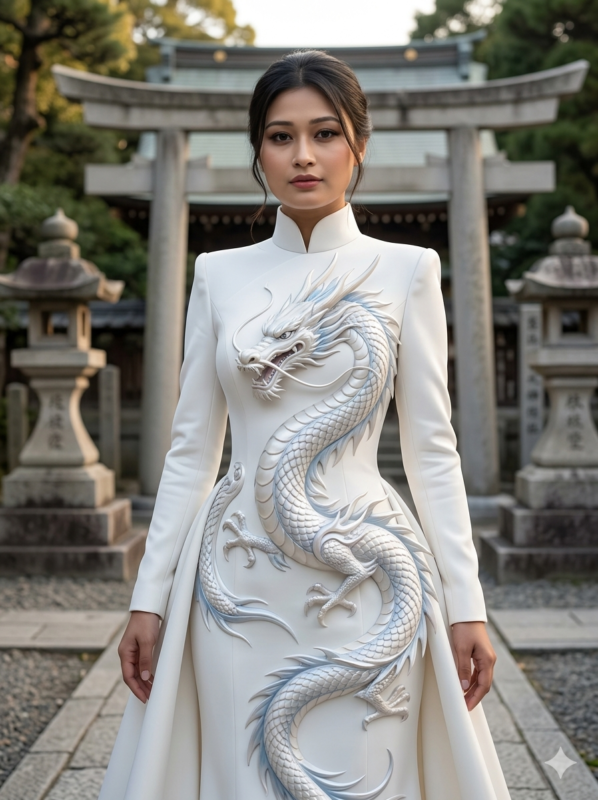 Ultra Realistic Japanese Dragon Couture Dress AI Fashion Prompt