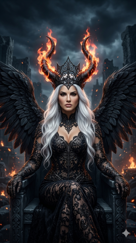 Dark Fantasy Fire Crown Queen AI Portrait Prompt