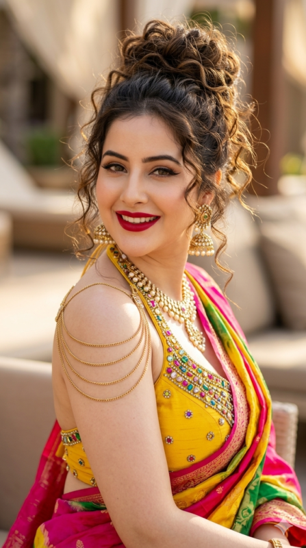 Vibrant Saree Beauty Portrait AI PromptVibrant Saree Beauty Portrait AI Prompt