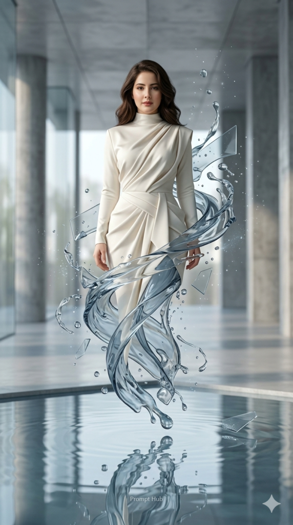 Surreal Liquid Couture AI Portrait