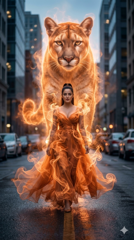 Orange Smoke Fashion City AI Portrait