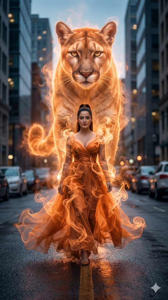 Orange Smoke Fashion City AI Portrait