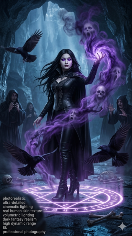 Dark Sorceress Cinematic AI Prompt