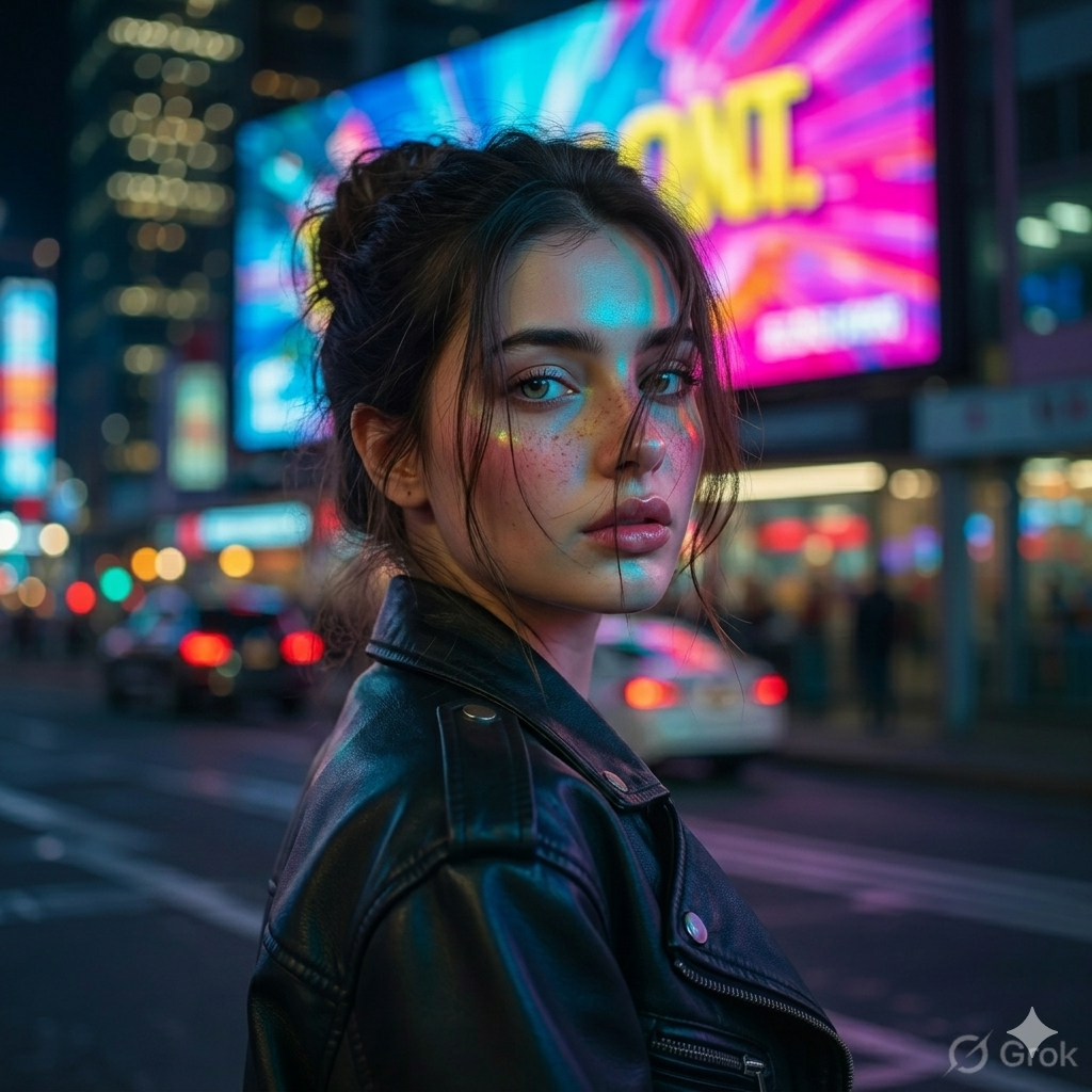 Neon Billboard Glow Portrait