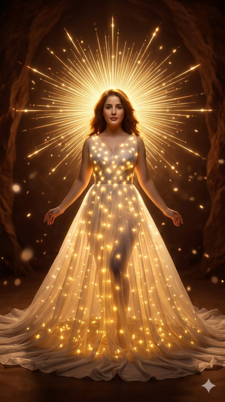 Golden Light Fairy Gown AI Portrait Prompt
