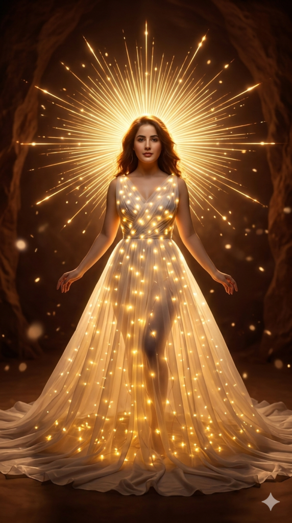 Golden Light Fairy Gown AI Portrait Prompt