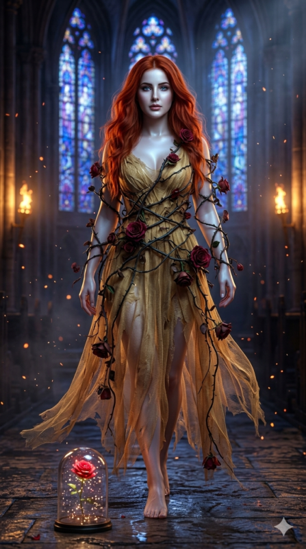 Dark Gothic Fantasy Rose AI Portrait Prompt