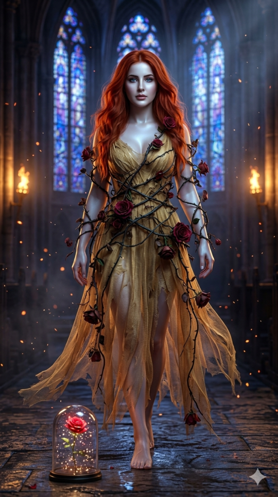 Dark Gothic Fantasy Rose AI Portrait Prompt