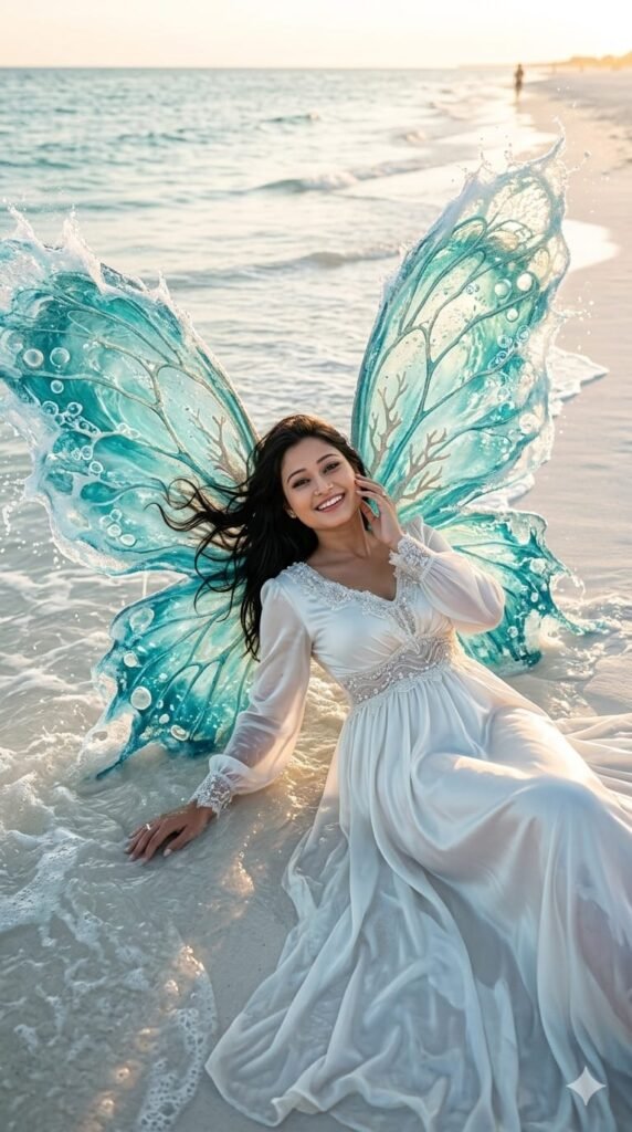 Ocean Butterfly Wings Fantasy AI Portrait Prompt