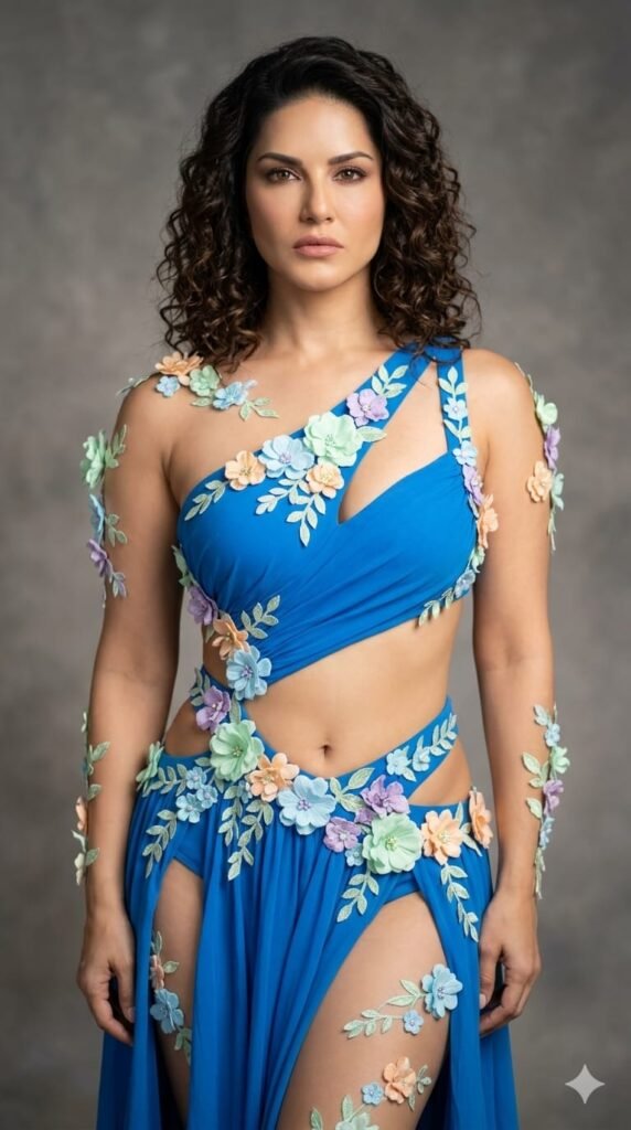 Electric Blue Couture Fashion Portrait AI Prompt