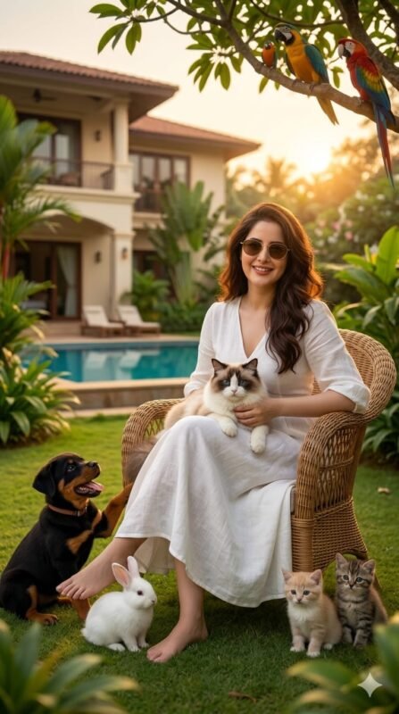 Golden Hour Garden Portrait with Pets AI Prompt