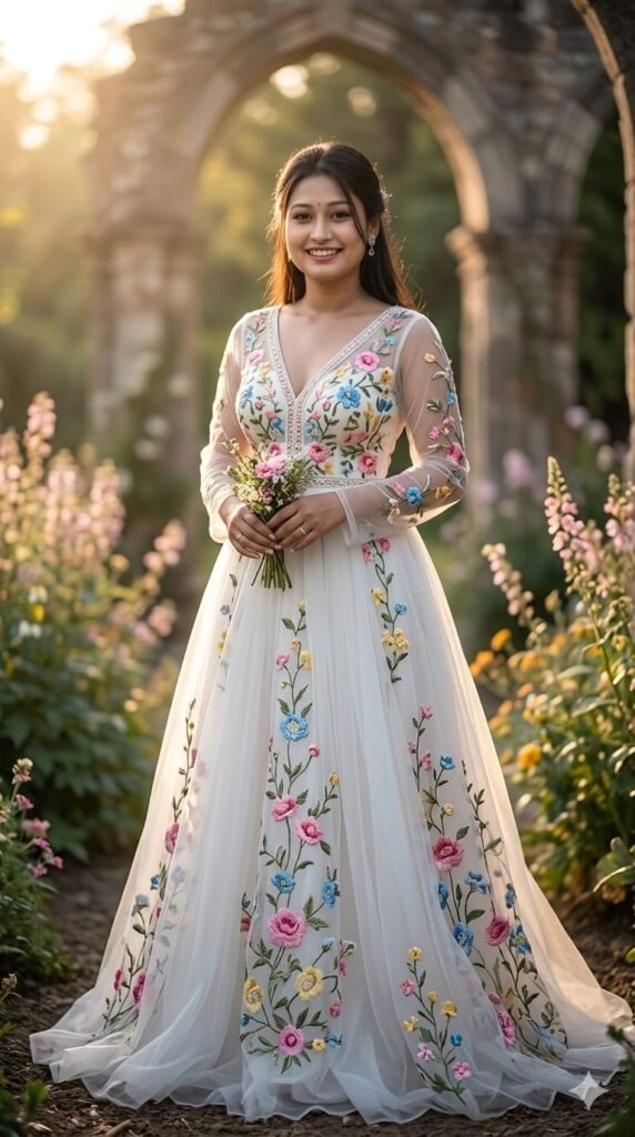 Ethereal Floral Fantasy Gown AI Portrait Prompt