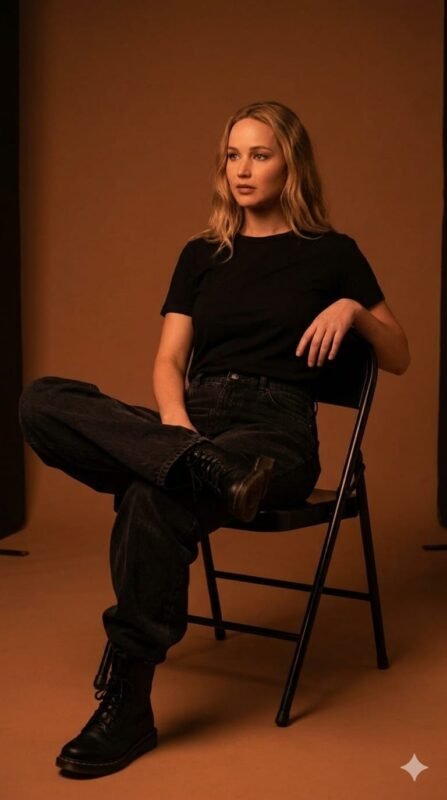 Dark Orange Studio Portrait AI Prompt with Cinematic Moody Lighting