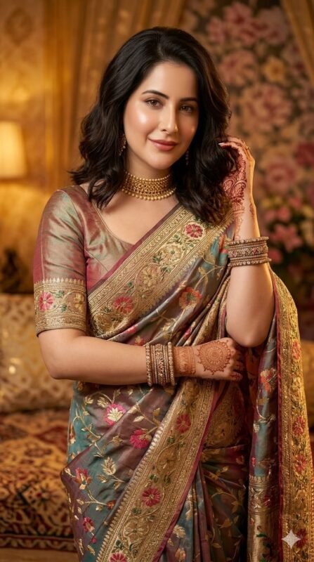 Ultra Realistic Indian Woman in Multicolor Silk Saree – 8K Cinematic Portrait Prompt