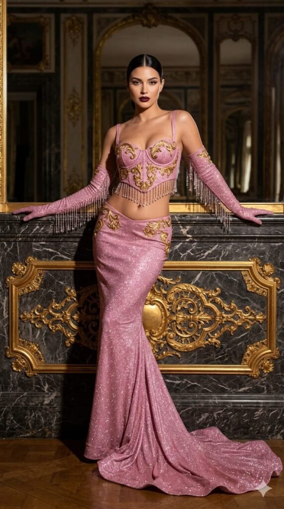 8K Glamorous Pink Couture Model Portrait AI Prompt