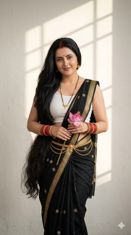 Indian Woman Long Hair Cinematic Portrait AI Prompt