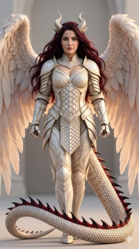 Angelic Draconic Warrior AI Portrait