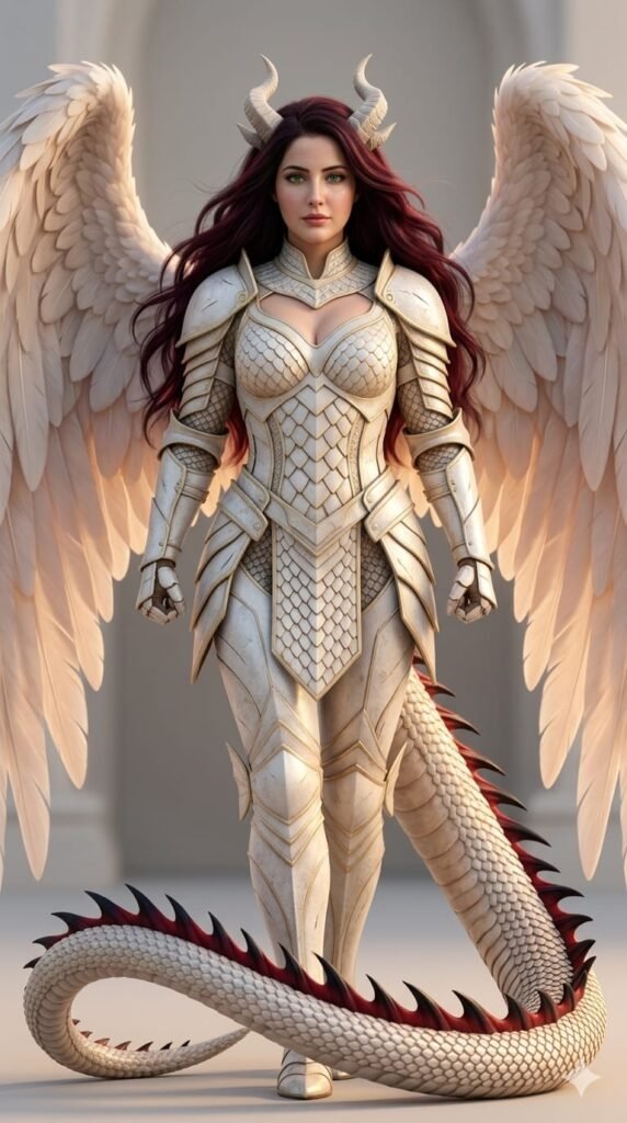 Angelic Draconic Warrior AI Portrait