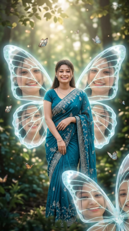 Butterfly Saree AI Portrait