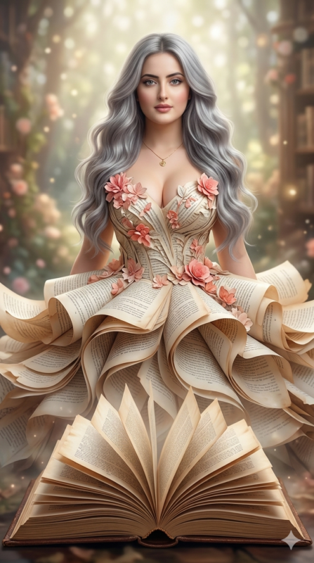 Ethereal Book Dress AI Portrait Prompt