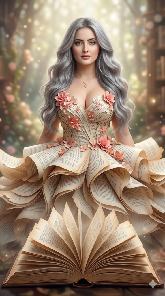 Ethereal Book Dress AI Portrait Prompt