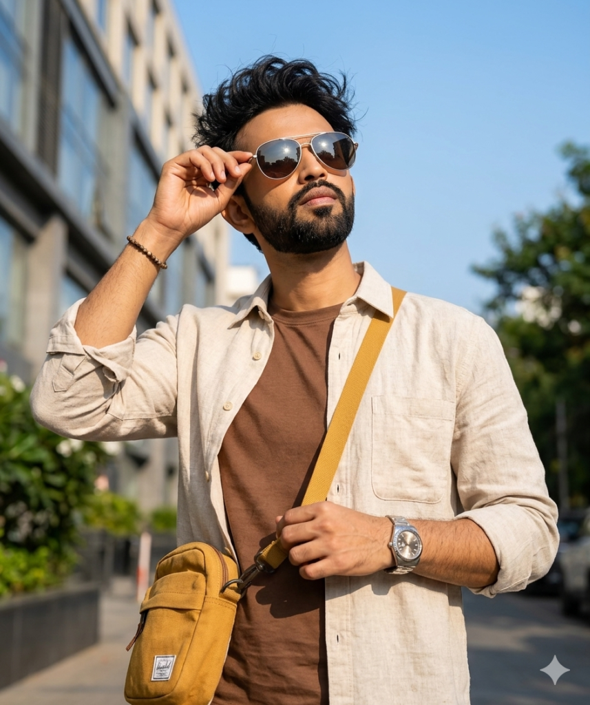 Stylish Young Man Outdoor Portrait AI Prompt