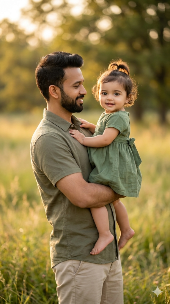 Golden Hour Father & Baby Daughter AI Portrait Prompt