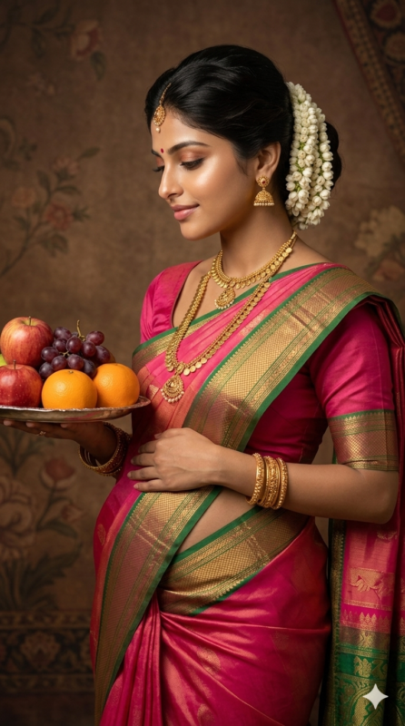 South Indian Maternity Portrait AI Prompt