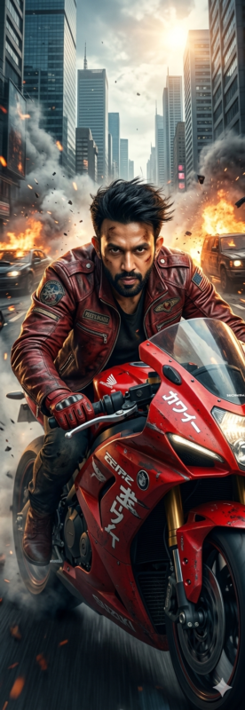 cinematic futuristic motorcycle chase AI prompt
