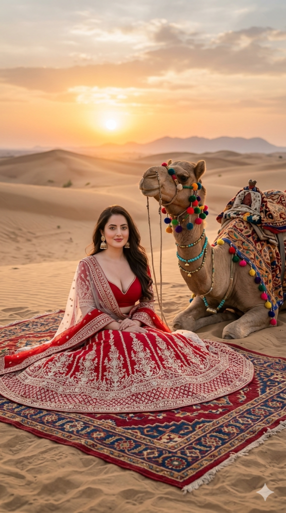Desert Lehenga Portrait AI Prompt