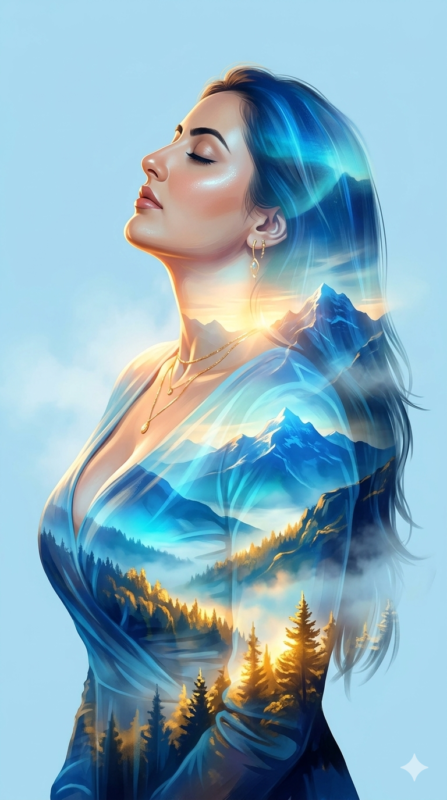 Ethereal Double Exposure Fantasy Portrait AI Prompt