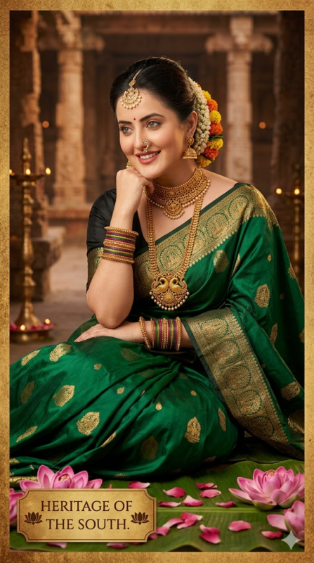 South Indian Bridal Saree Portrait AI Prompt