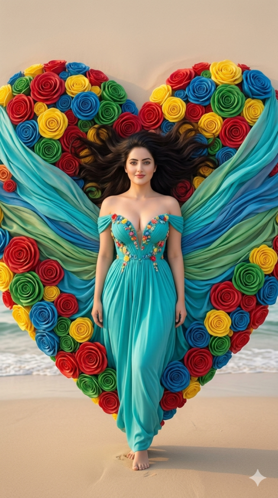Floral Heart Woman AI Prompt