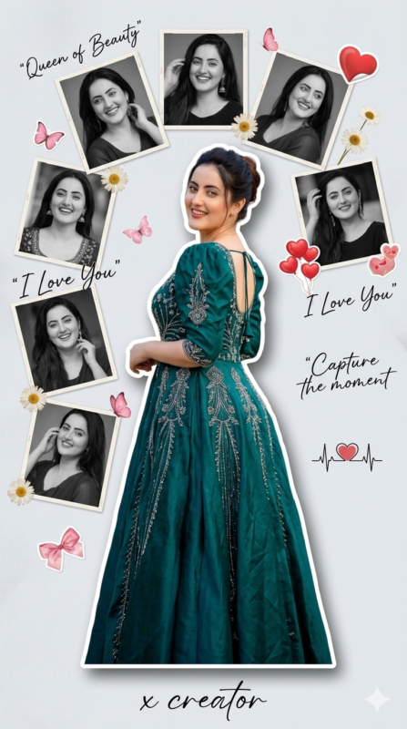 Romantic Fashion Collage Portrait AI Prompt
