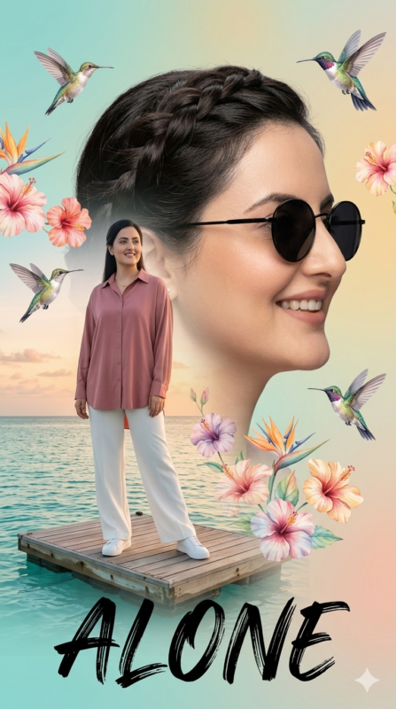 Double Exposure Fashion Poster AI Prompt