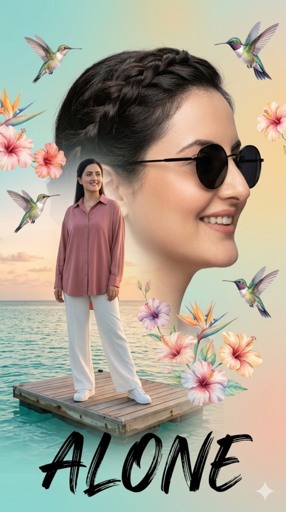 Double Exposure Fashion Poster AI Prompt