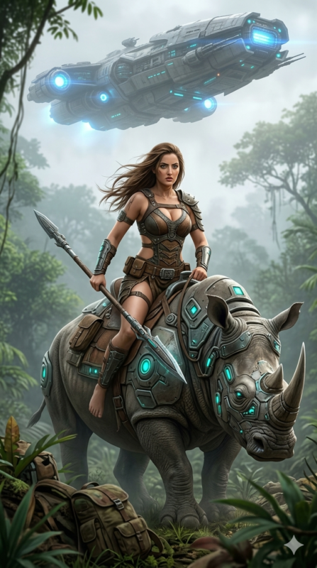 Sci Fi Rhino Warrior AI Prompt