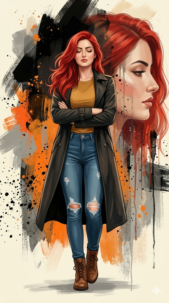 Stylized Red Hair Fashion Art Prompt