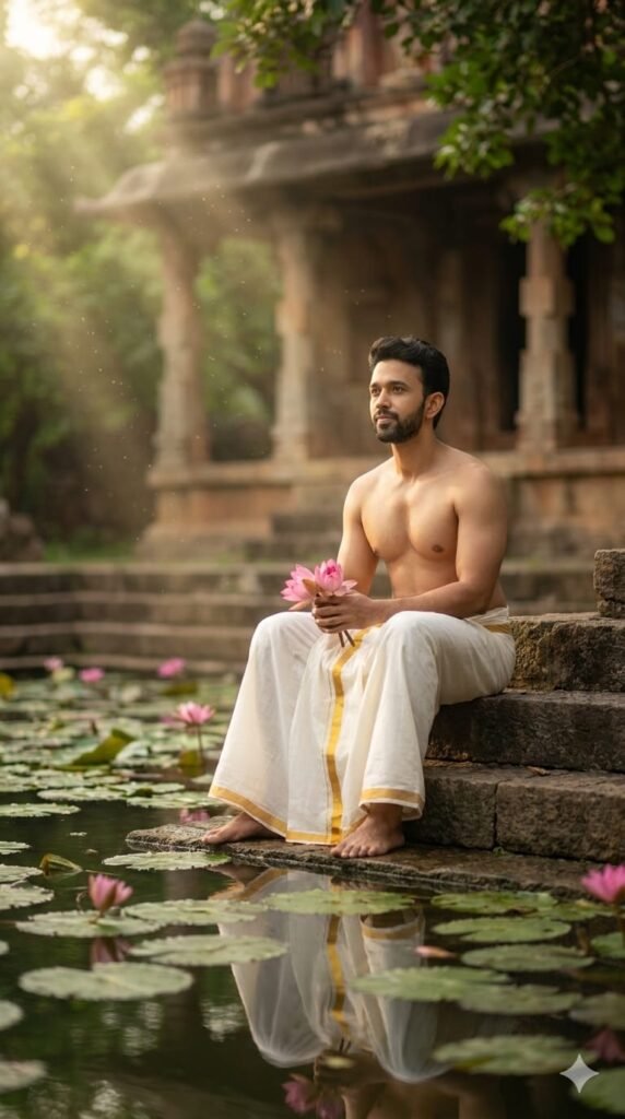 Serene Lotus Pond Portrait AI Prompt