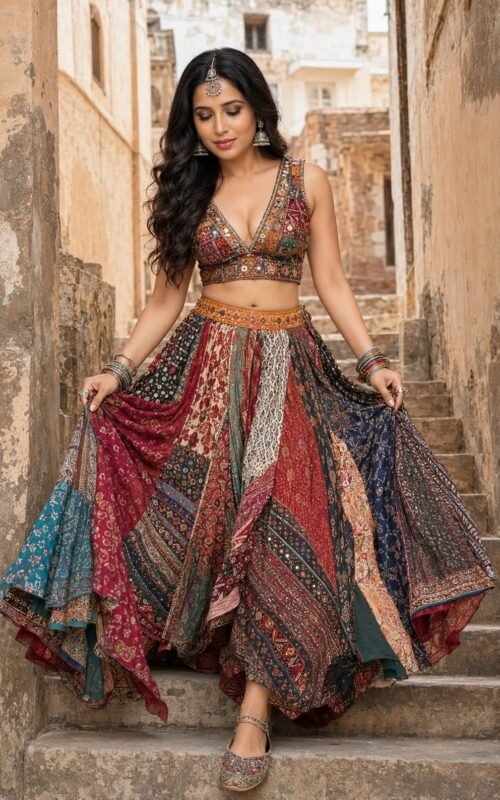 Beautiful Indian Boho Lehenga Girl AI Prompt
