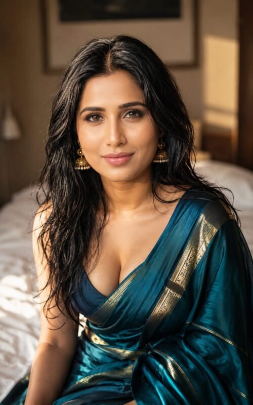 Elegant Saree Bedroom Portrait AI Prompt