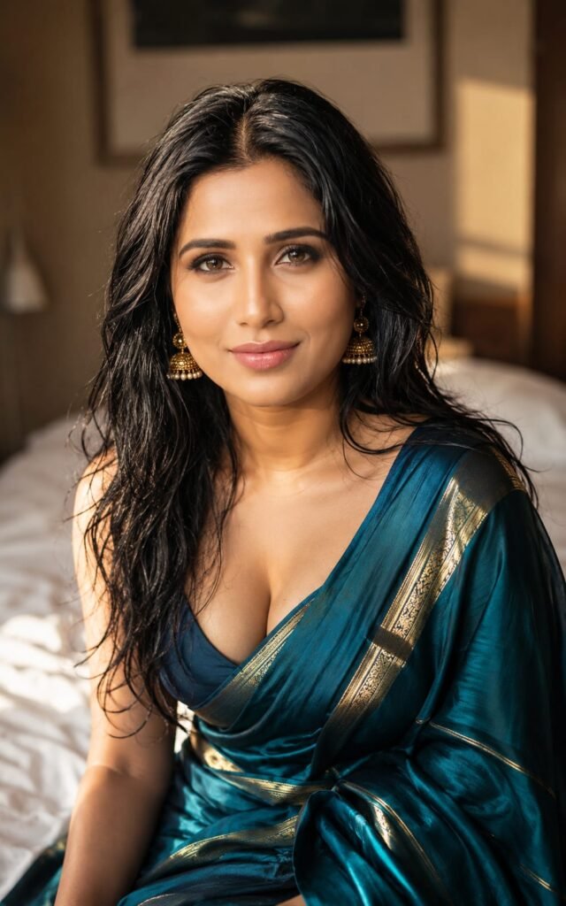 Elegant Saree Bedroom Portrait AI Prompt