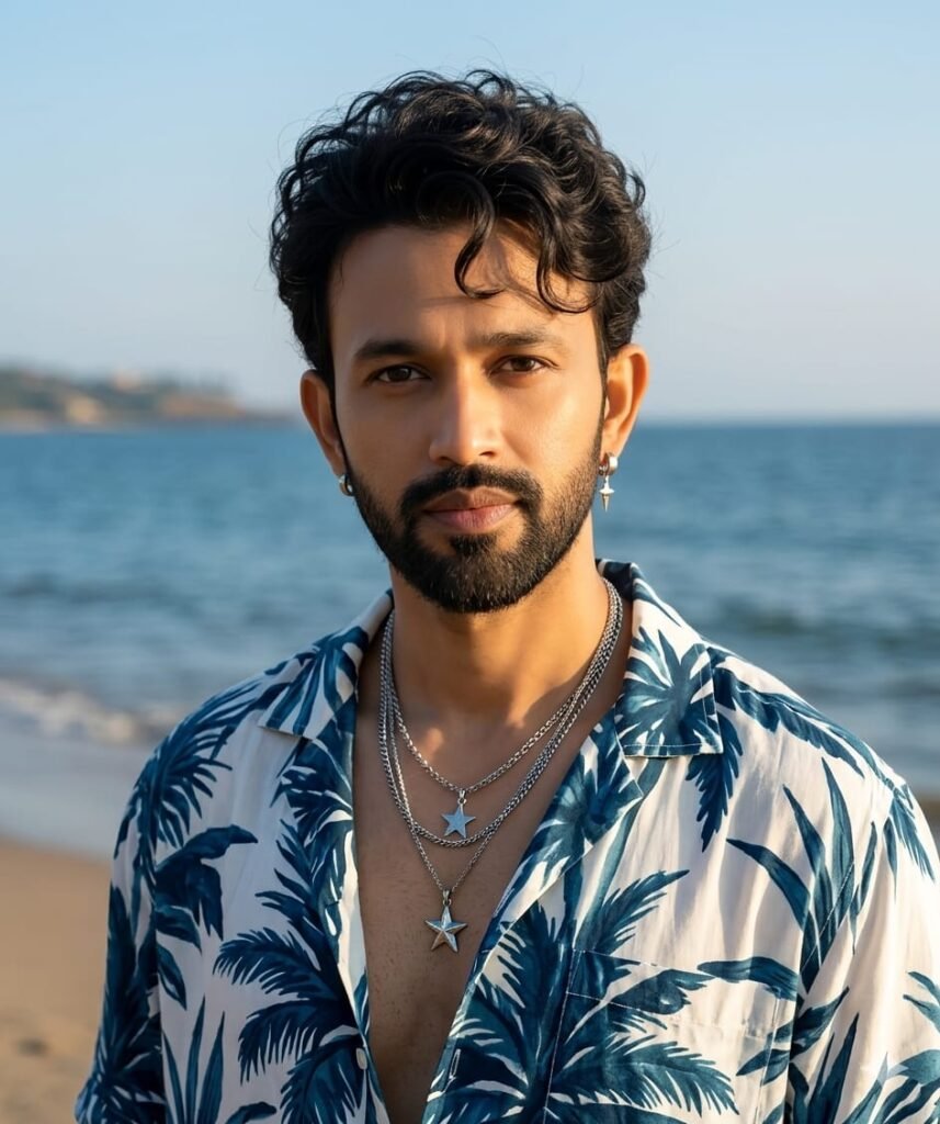 Cinematic Beachside Male Portrait AI Prompt