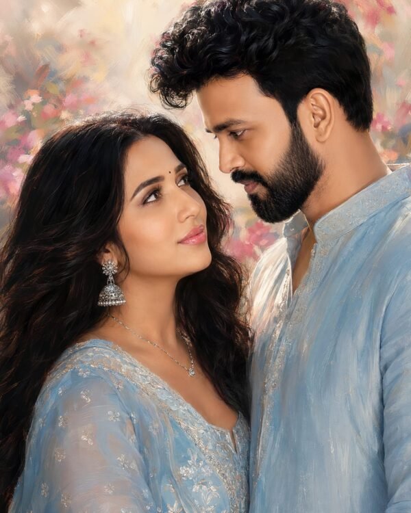 Romantic Indian Couple Digital Painting AI Prompt