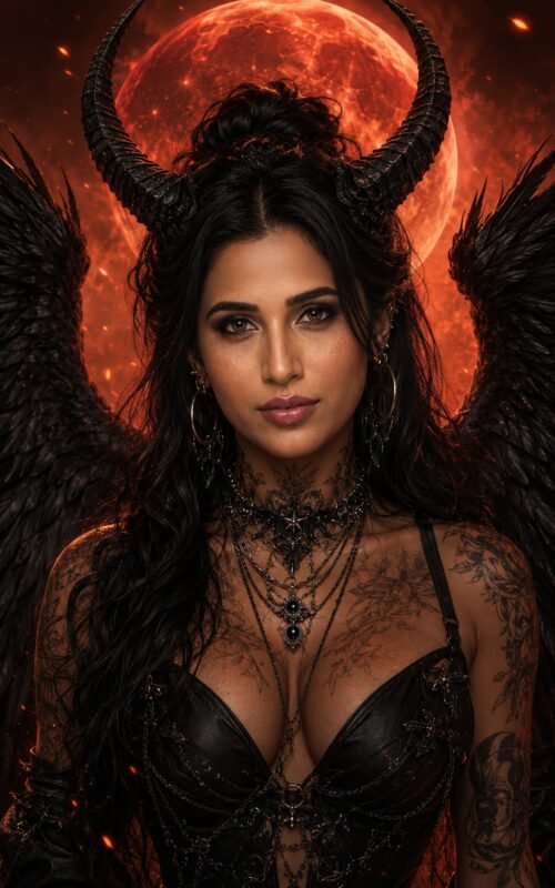 Dark Fantasy Gothic Horned Woman AI Prompt